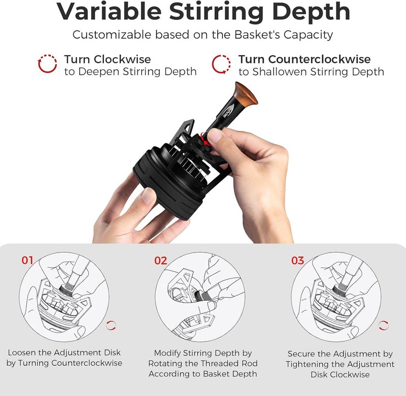 IKAPE Espresso Coffee V3 WDT Tool, 58mm Stirrer Distribution Tool, Equipped with 8-needle Stirrer, Adjustable Needle Height, Coffee Stirrer with Dosing Funnel & Stand - Image 4